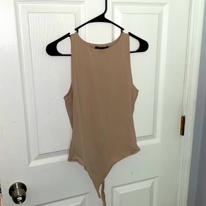 Cream bodysuit top, L